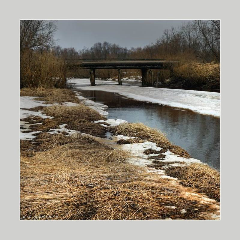 пейзаж весна. мост. д. Кехта фото превью