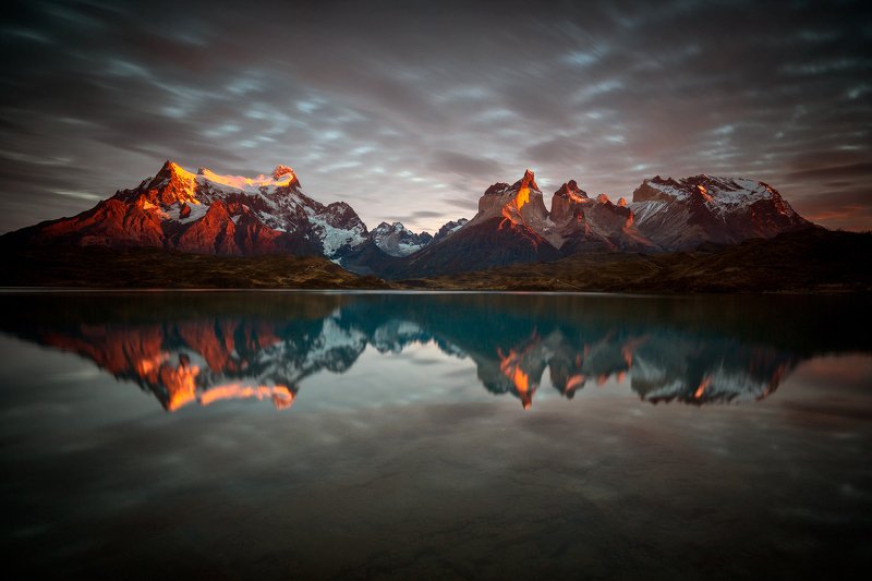 #nature #landscape #patagonia #chile #sunrise #wide landscape #long exposure Paine Massif фото превью