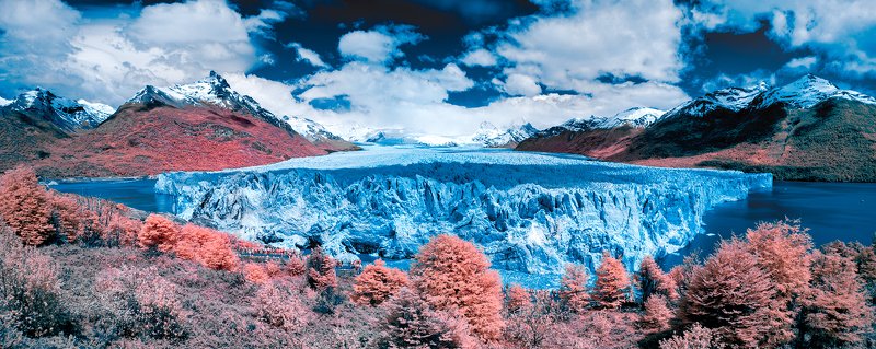 scenic, landscape, infrared, ir, mountains, glacier, sky, snow, nature Perito Moreno Glacier (IR) фото превью
