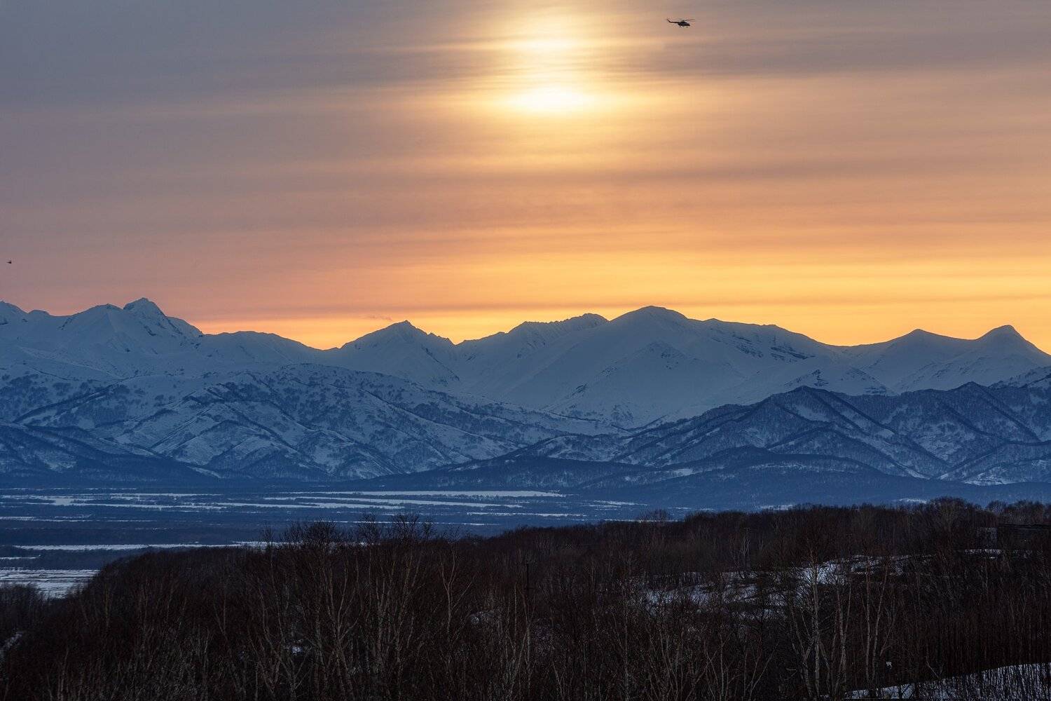 Камчатка, хребет, закат, горы, Александр Максин
