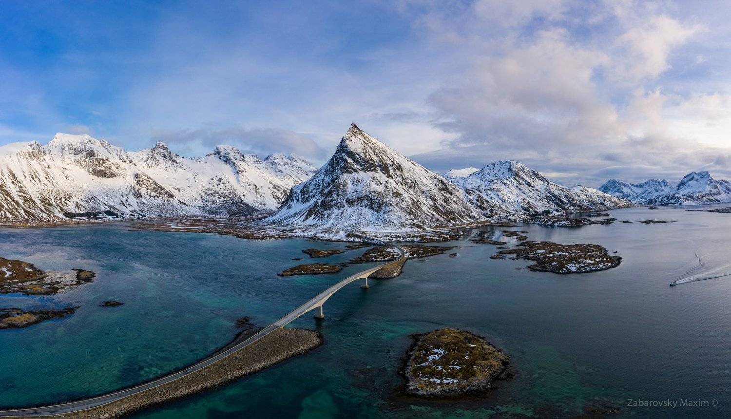mountain, lofoten, winter, norway, bridge, Максим Забаровский