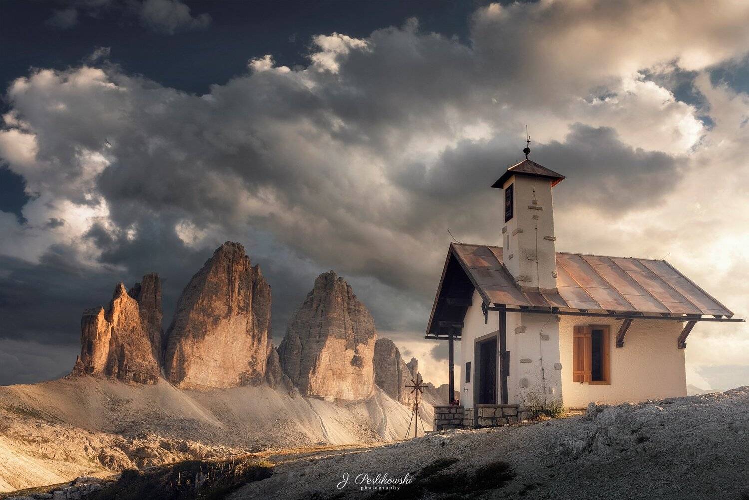 dolomites, tre cime, drei zinnen, alps, italy, cortina d\'ampezzo,landscape,sunset, chiesetta alpina, Jakub Perlikowski