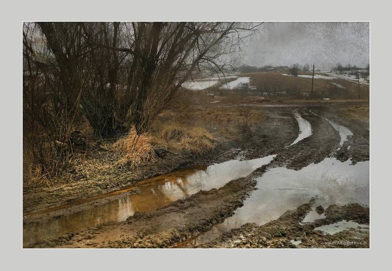 пейзаж бездорожье. весна. д. Кехта фото превью