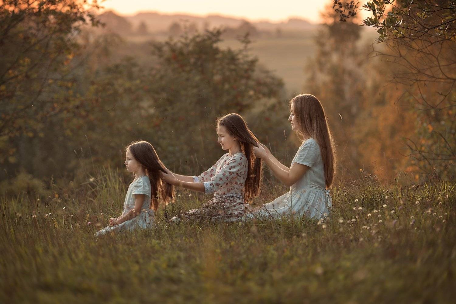 мама, девочка, закат, природа, лето, Людмила Бобровская