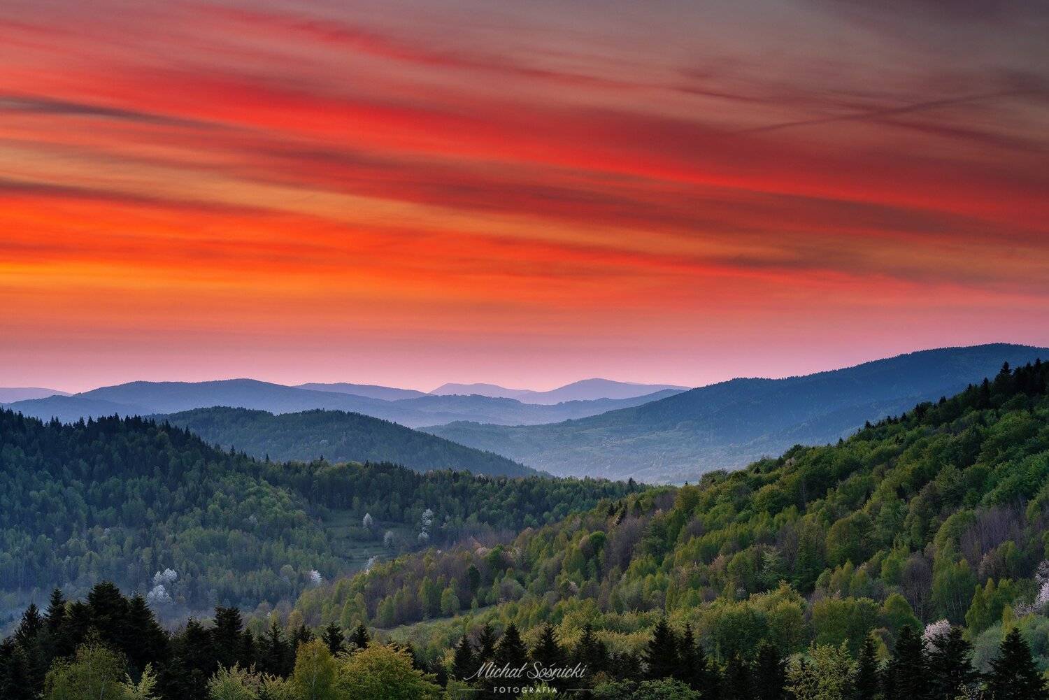 #zawoja #poland #landscape #sky #fire #color #nature #pentax #benro #spring, Michał Sośnicki