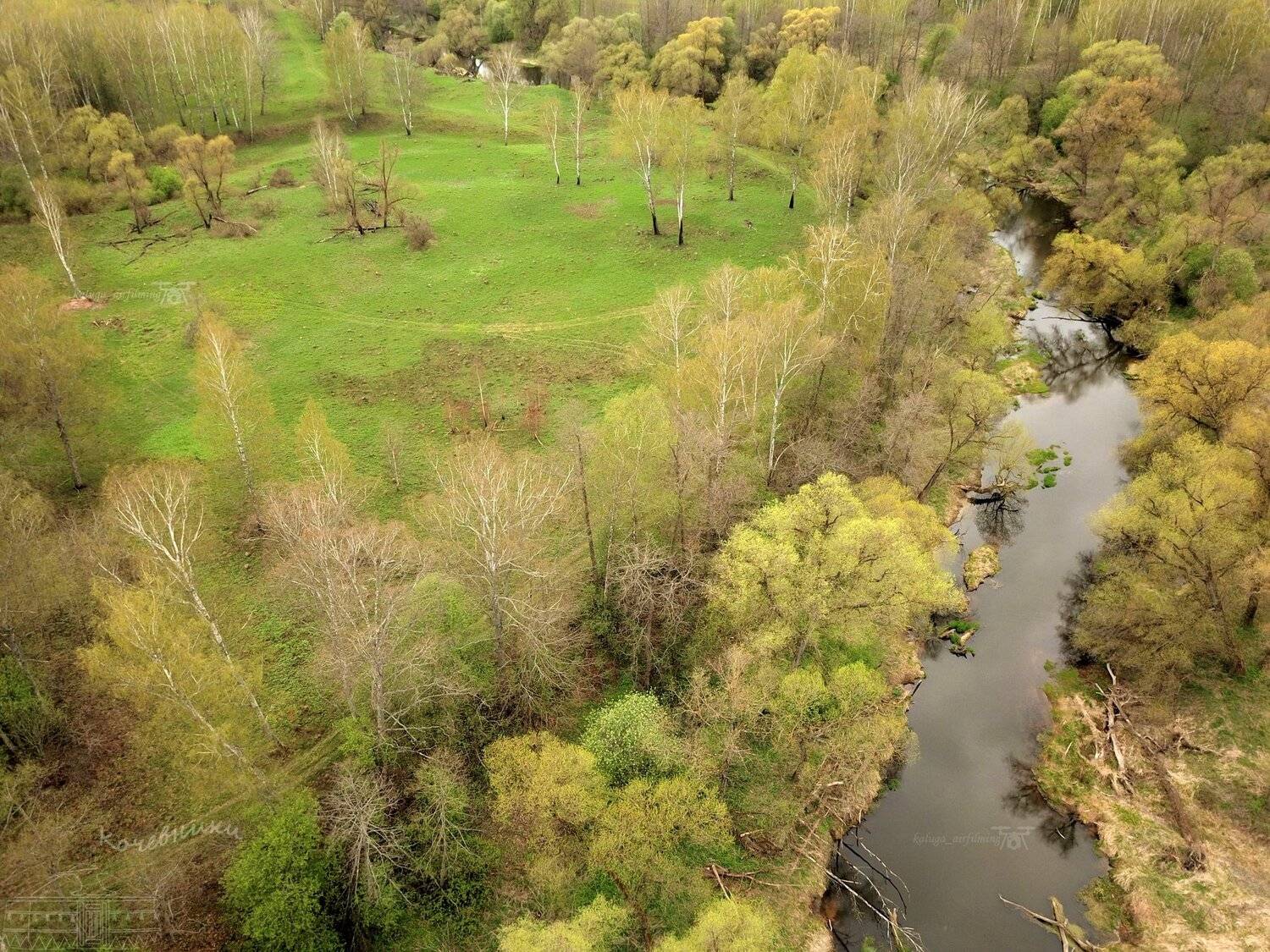 аэросъемка, мавик про, аэро, квадрокоптер, весна, река, суходрев, калужская область, Юлия Абрамова