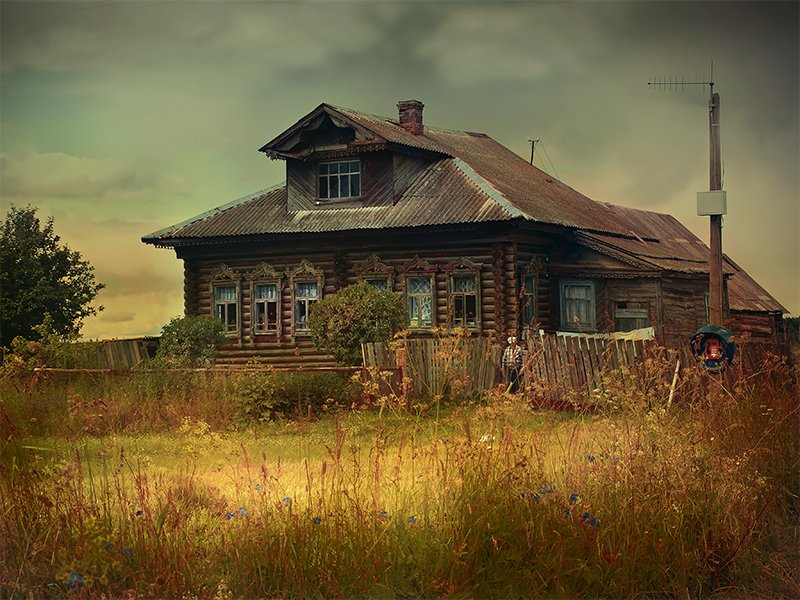 дом, деревня, лето, пейзаж Дом в деревне фото превью