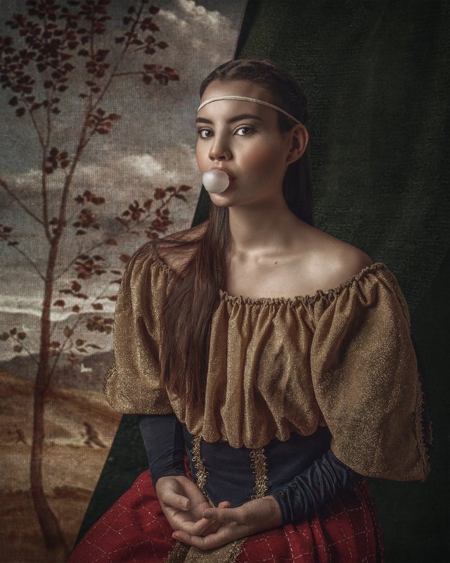 girl whit bubble gum фото превью