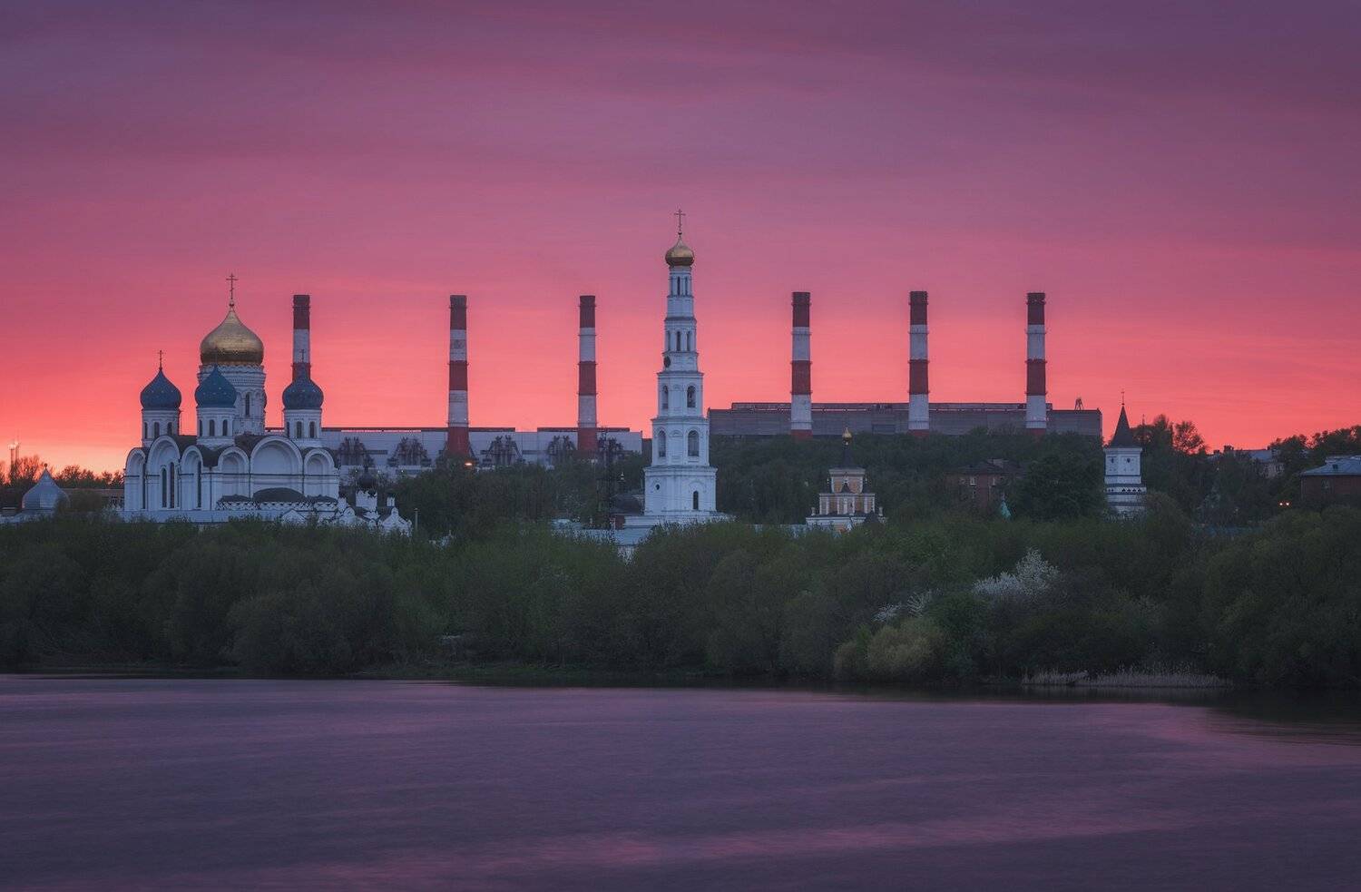 закат, река, монастырь, вечер, Виталий Левыкин