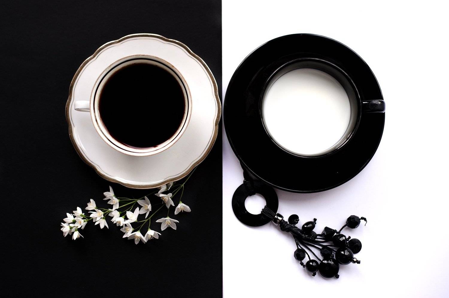 milk, coffee, black, white, cup, Ekaterina Weber