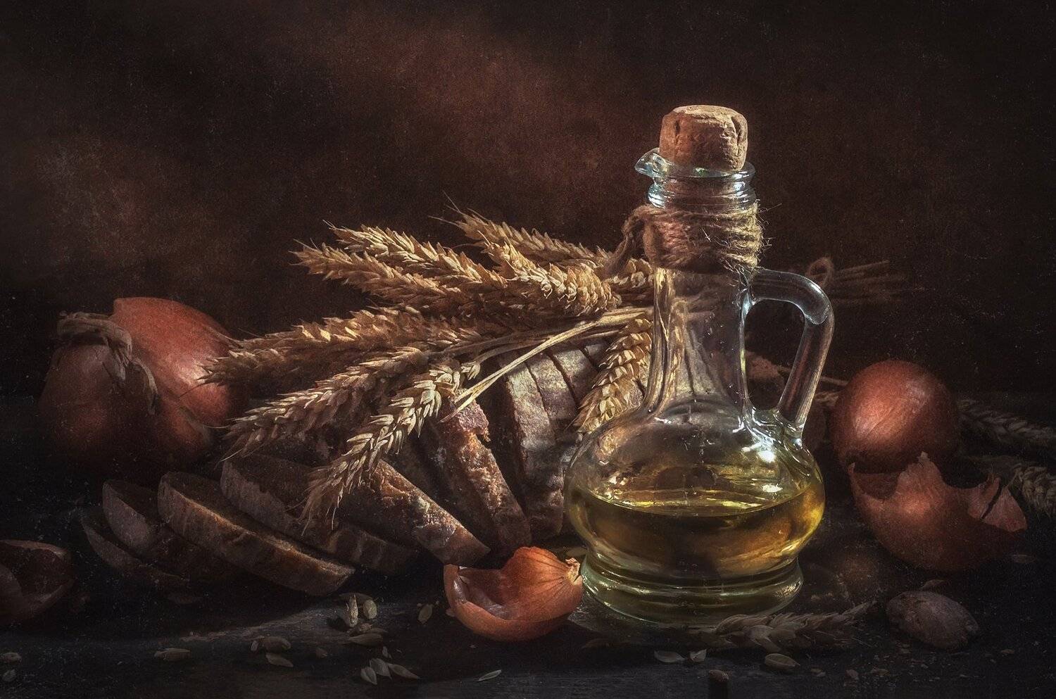 лук,хлеб,масло,рустик,колосья,деревенский, Владимир Володин