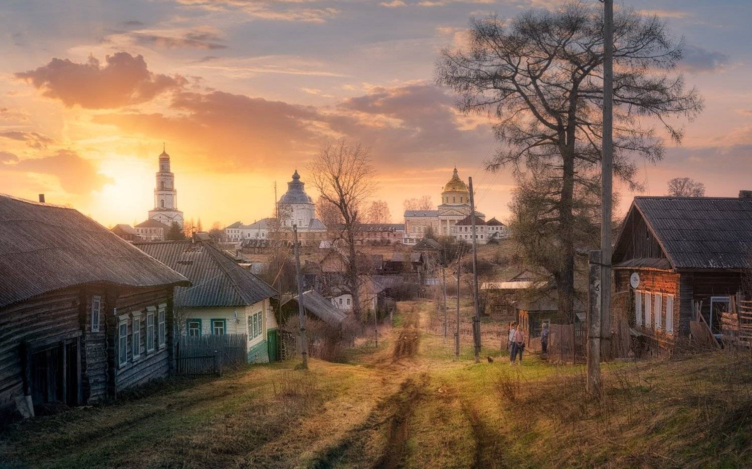 весна, закат, деревня, дорога, Дмитрий Медянцев