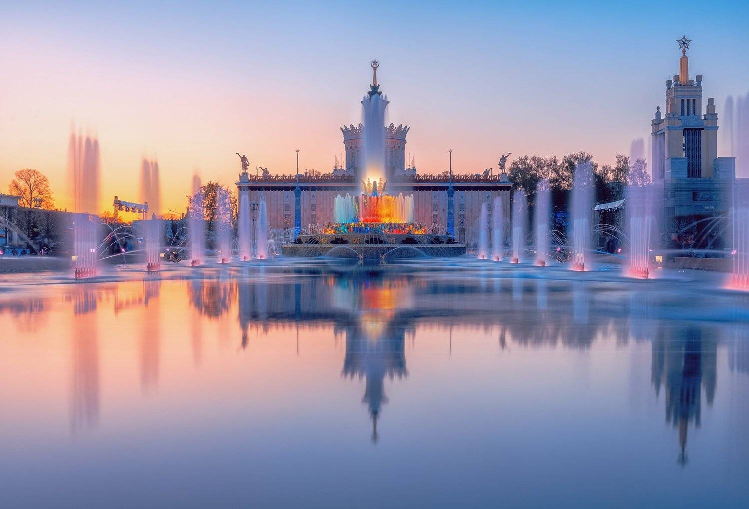 фонтан, москва, вднх, город, отражение,, Анастасия Мазурева
