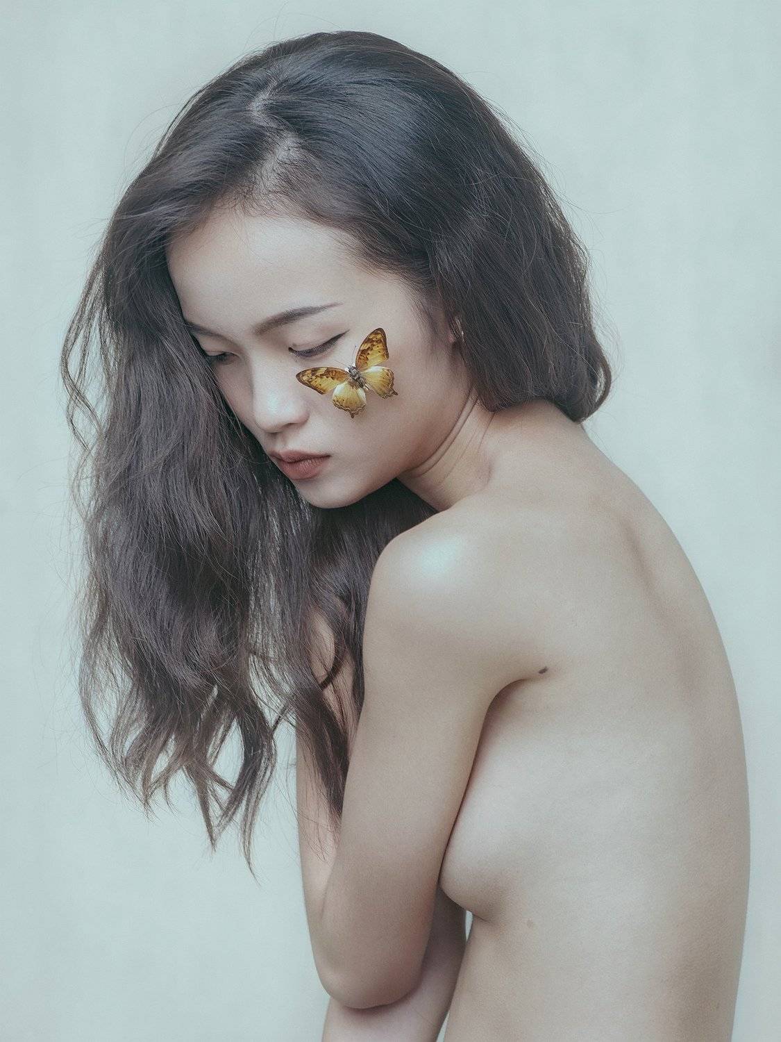 portrait, female, woman, girl, asian, vietnam, vietnamese, young, face, studio, mood, mood portrait, butterfly, Hoang Viet Nguyen