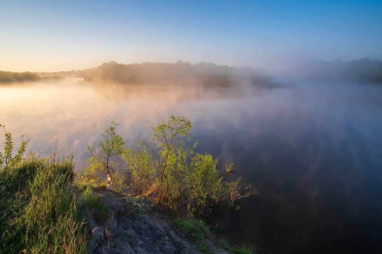 nature landscape sunrise dawn rivers fog mist, Alex Arendar