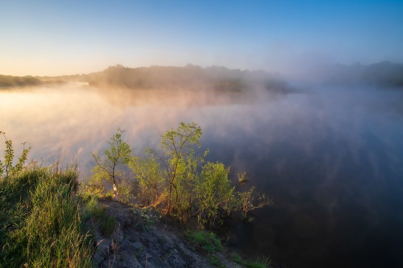 nature landscape sunrise dawn rivers fog mist Дыхание Десны фото превью