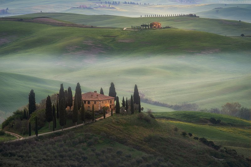тоскана, италия, фототур, василийяковлев, яковлевфототур Туманное утро в долине Валь д\'Орча фото превью