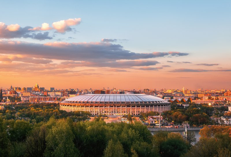 москва, закат, лужники Стадион Лужники фото превью