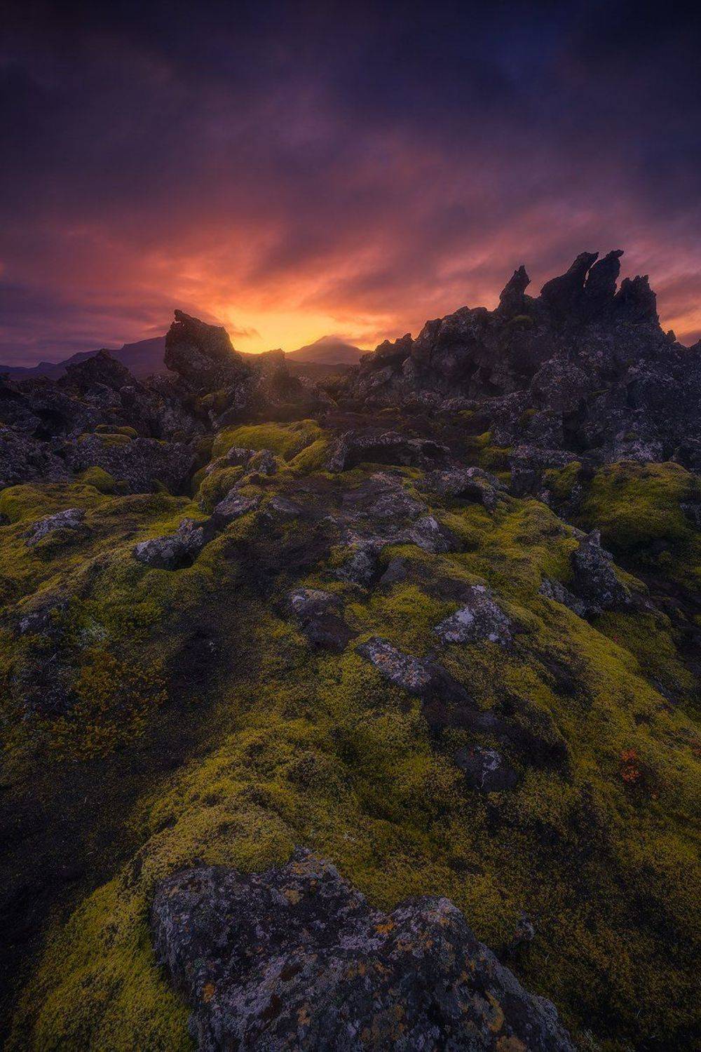 lava fields iceland sunrise clouds moss rock rocks landscape , Roberto Pavic