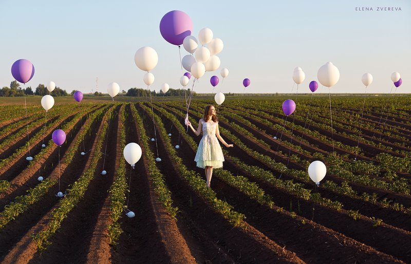 ballons, портрет, арт, лето, поле  Ballons фото превью