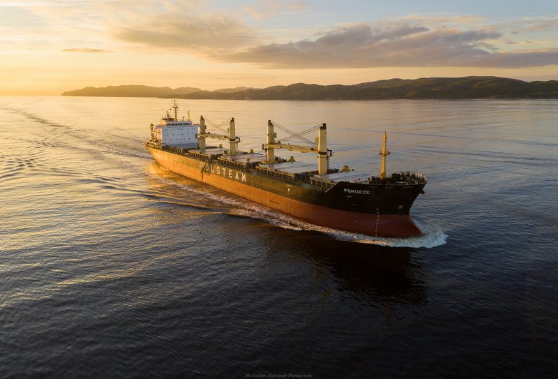 заполярье, мурманск, кольский залив, закат, судно, рассвет, полярный день Pomorze фото превью