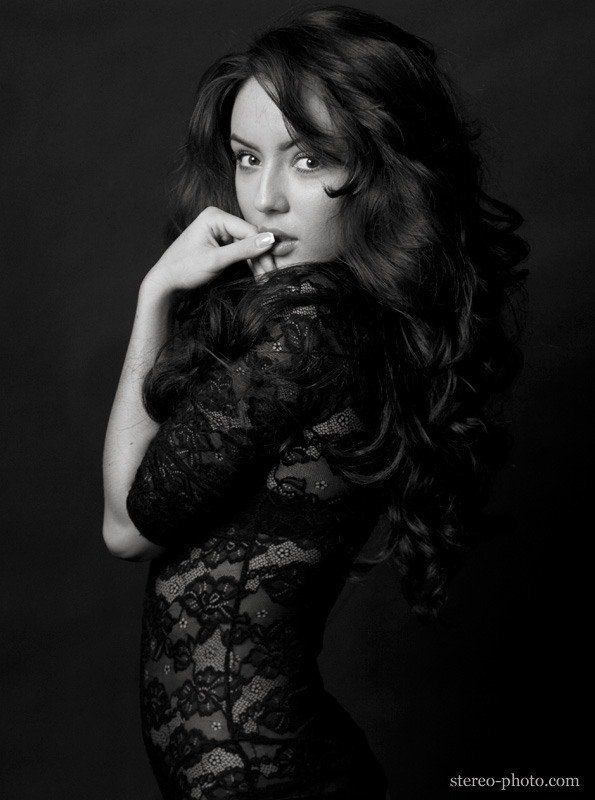 девушка, портрет, чб - фото превью