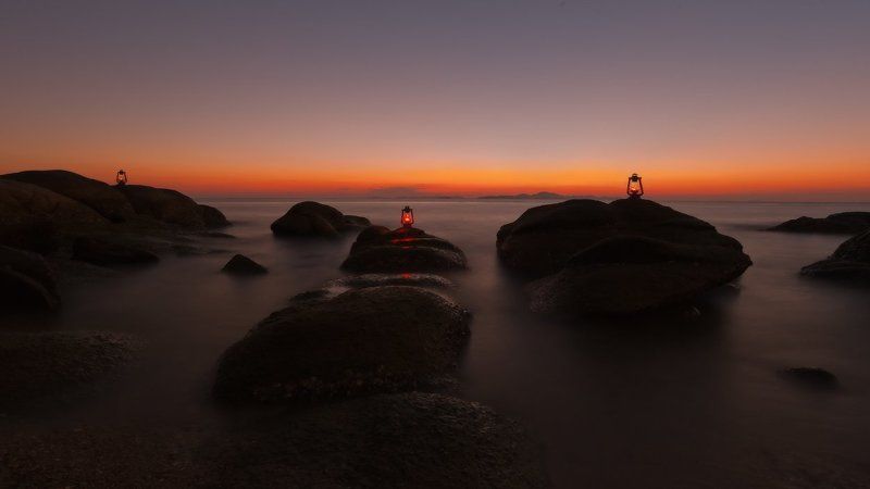 thailand, sunset, stones, lamp Путь к закату фото превью