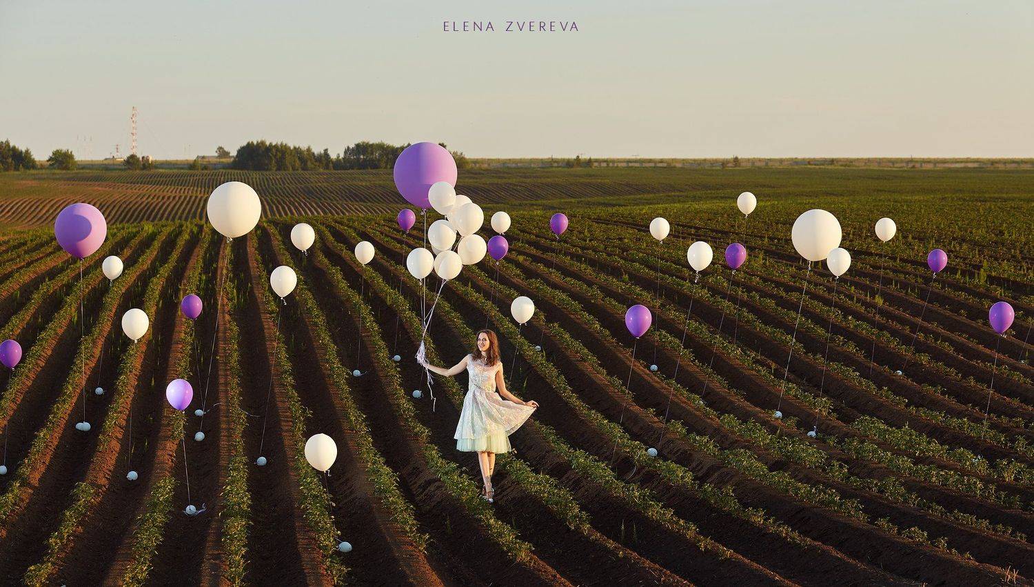 ballons, портрет, арт, лето, поле  , Елена Зверева