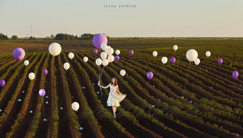 ballons, портрет, арт, лето, поле   ballons фото превью