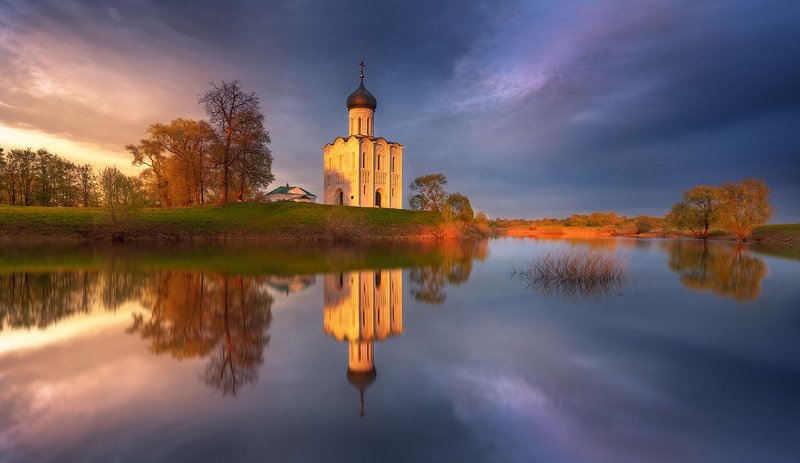 Россия, закат, Боголюбово, обработка, уроки Летний закат в Боголюбово... фото превью