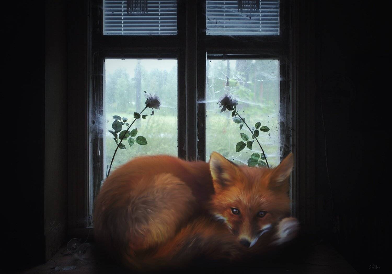 лисенок, комната, окно, Sergii Vidov