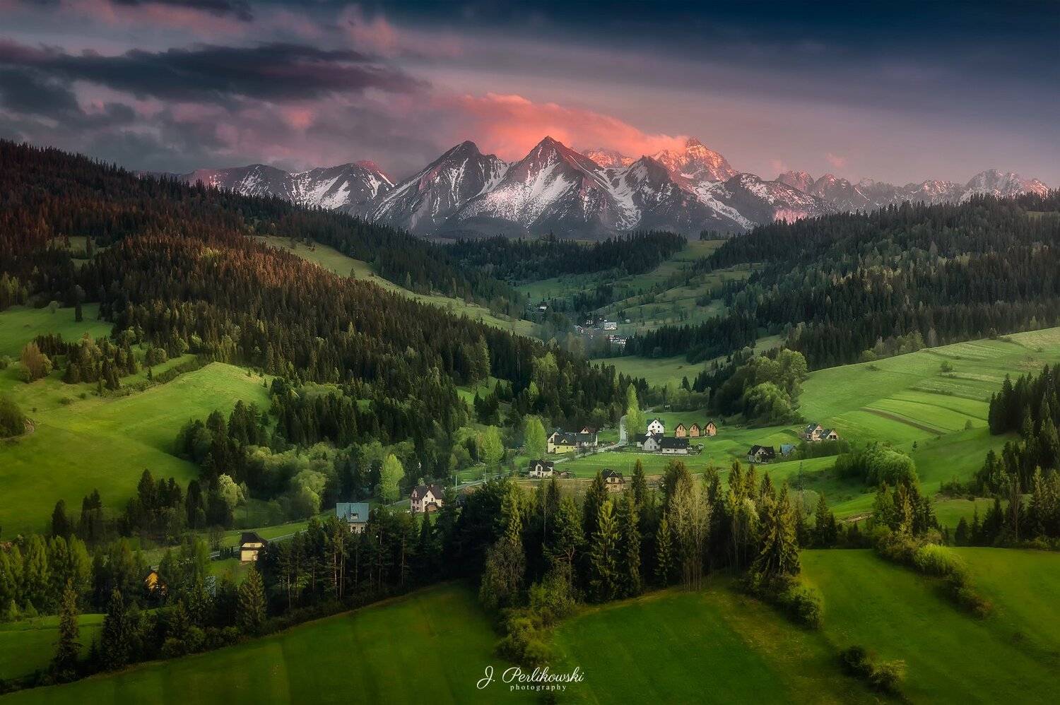 tatra, tatra mountains, mountains,spring, spring vibes, fields, green, sunset,landscape, Jakub Perlikowski