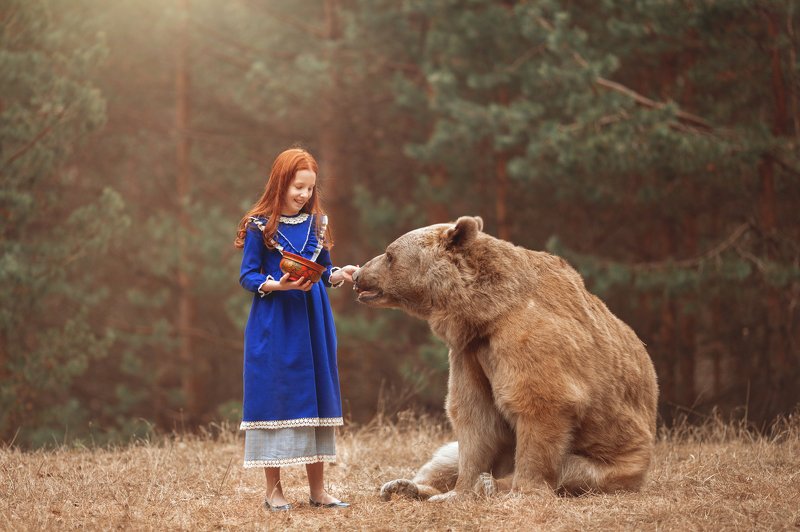 фотограф москва, детский фотограф москва, детская фотосессия москва, фотосессия с животными, медведь Степан @ фото превью