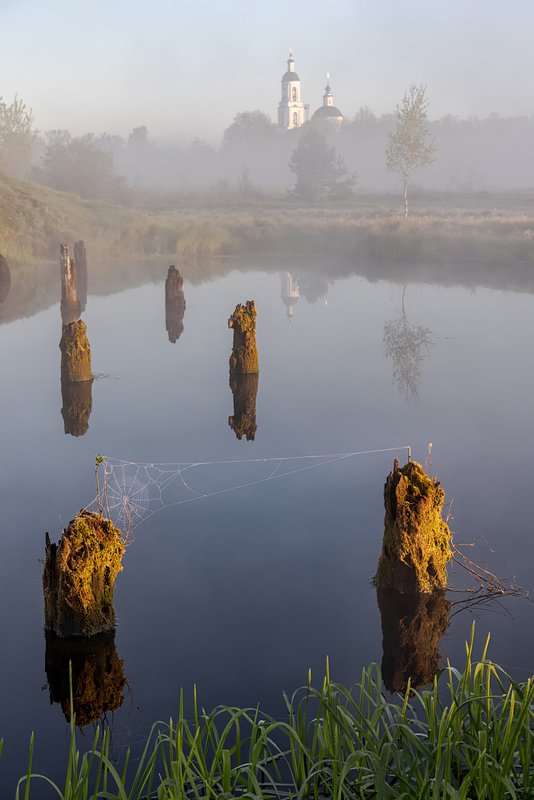 филипповское рассвет туман храм озеро Филипповское фото превью