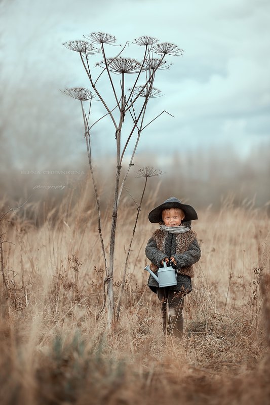 мальчик, дневной свет, дети, художественная фотография, фотосессия на природе, борщевик, улица, природа Маленький садовник фото превью
