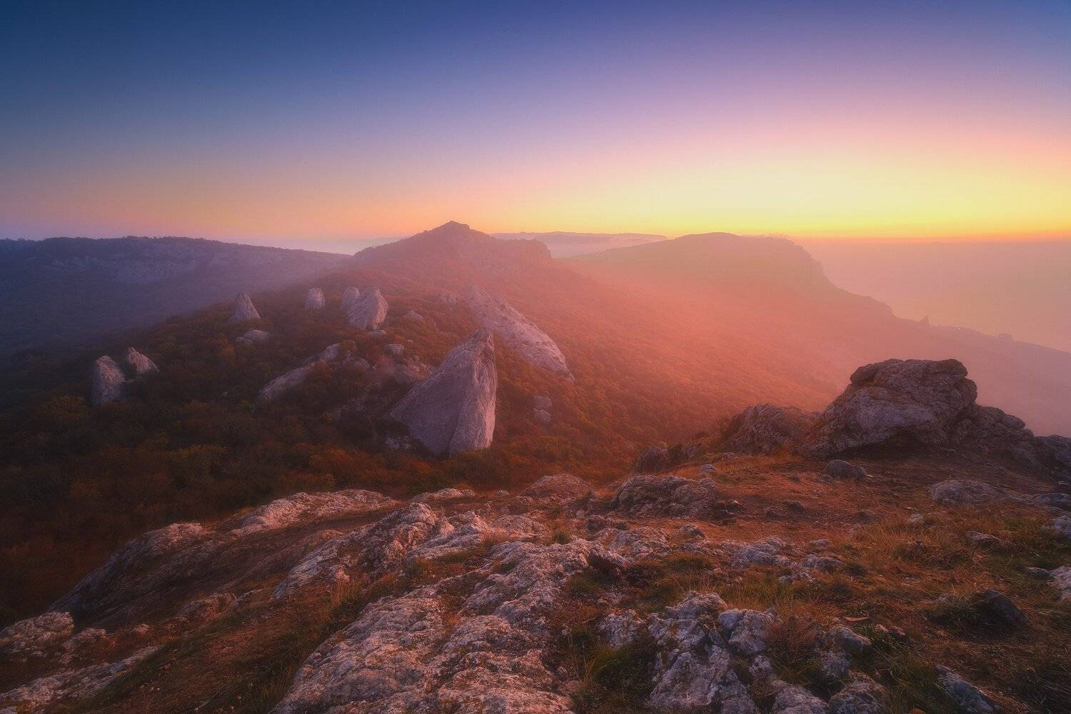 россия, крым, ласпи, полуостров, черное море, природа, пейзаж, осень, бухта, вода, рассвет, восход солнца, горы, скалы, останцы, Оборотов Алексей