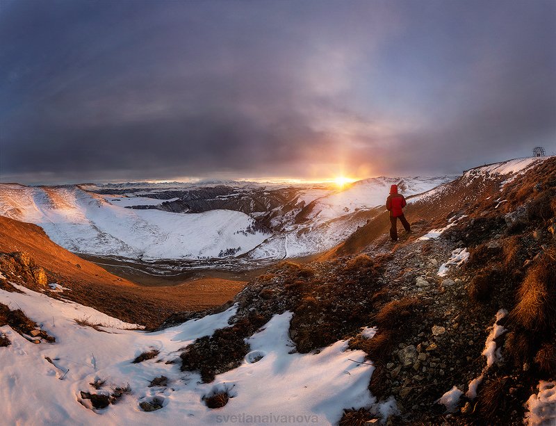 эльбрус, горы, закат, карачаево-черкессия, кавказ, шаджатмаз, зима Солнце скрылось за Эльбрусом... фото превью