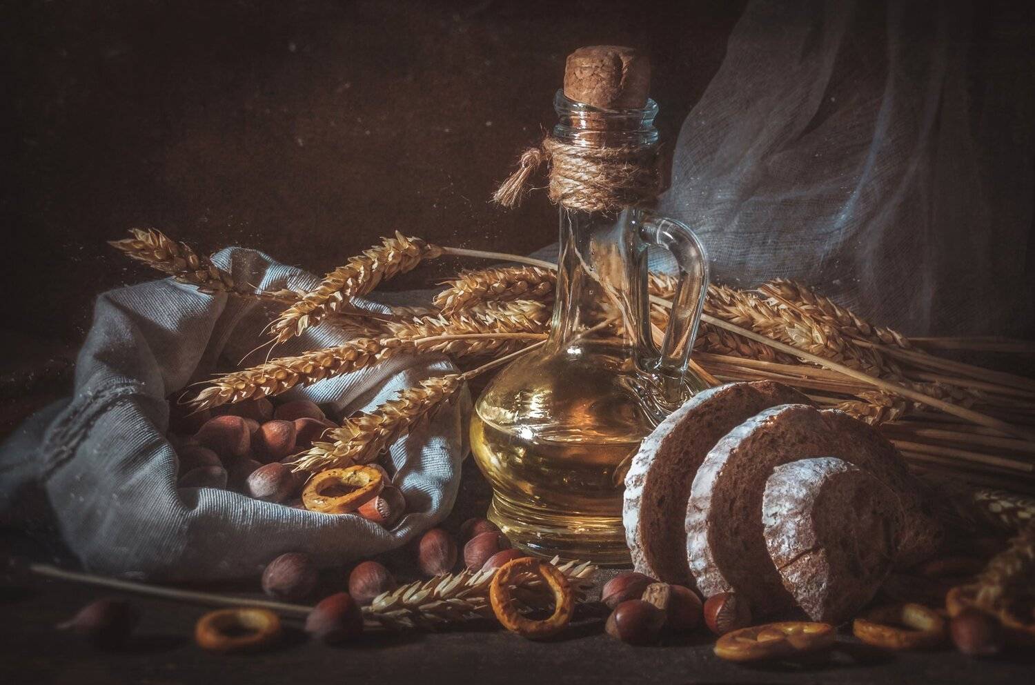 орхи,хлеб,масло,рустик,тёплый,сельский,бутылка,колосья, Владимир Володин