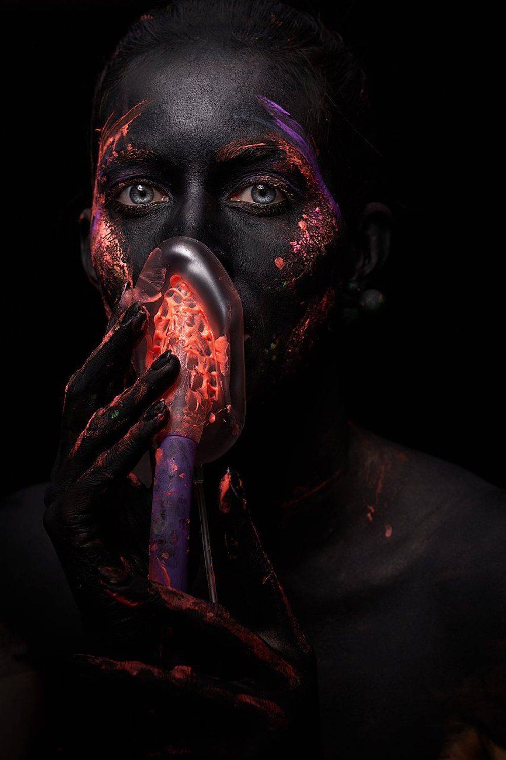 черный, цвет, маска, космос, будущее, огонь, взгляд, девушка, , Дарья Комарова