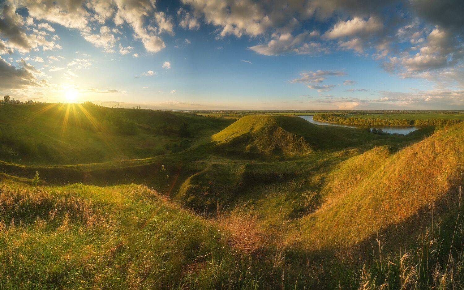 россия, подмосковье, московская область, ока, река, пейзаж, природа, закат, солнце, утро, равнина, весна, холмы, Оборотов Алексей