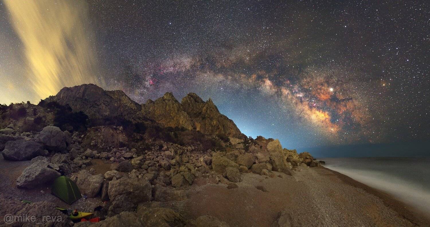 ночь крым  ночной пейзаж астрофотография звезды созвездия затерянный мир мыс айя, Михаил Рева