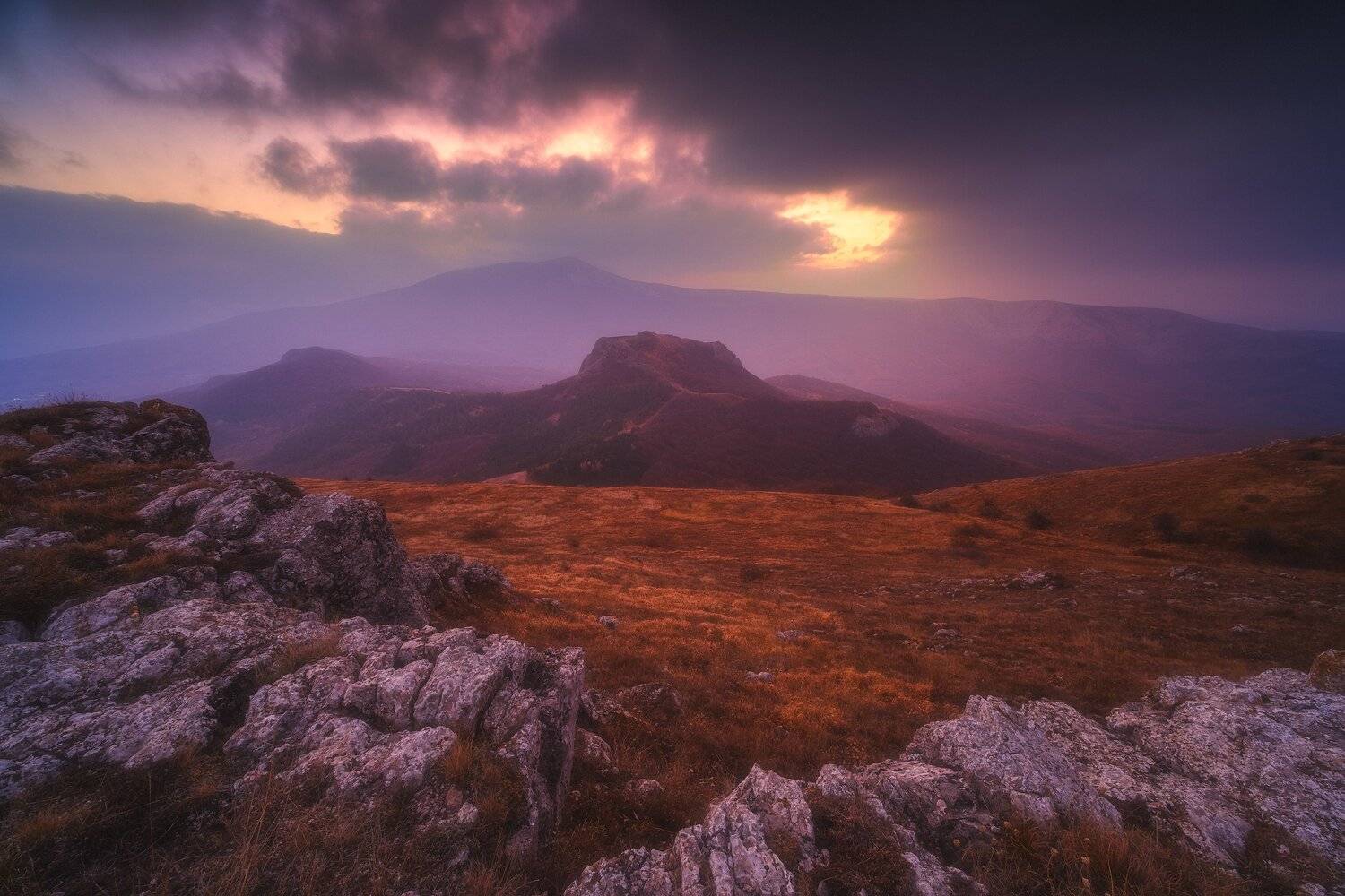 россия, крым, демерджи, полуостров, черное море, природа, пейзаж, осень, бухта, облака, вечер, закат, заход солнца, сумерки, горы, Оборотов Алексей