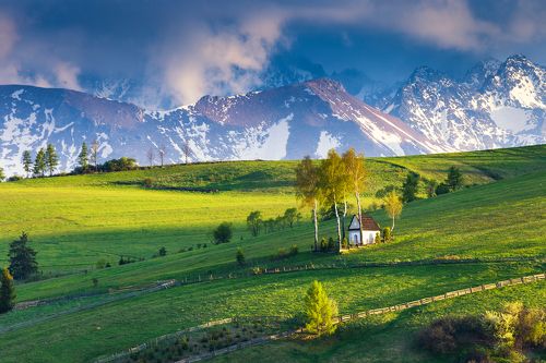 Chapel under the mountains