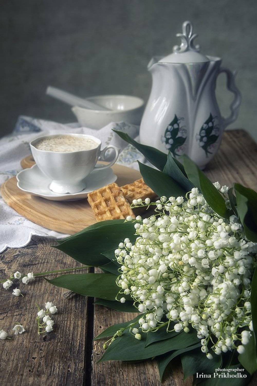 натюрморт, ландыши, винтажный, кофе, цветочный, напитки, Ирина Приходько