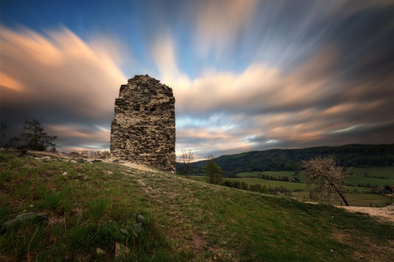 landscape, tree, sunset, panorama Brníčkou Ruin фото превью