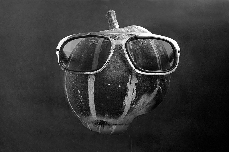 черно-белое, тыква, контраст, очки, натюрморт Лицо фото превью