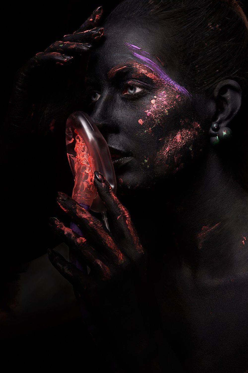 черный, цвет, маска, космос, будущее, огонь, взгляд, девушка, , Дарья Комарова