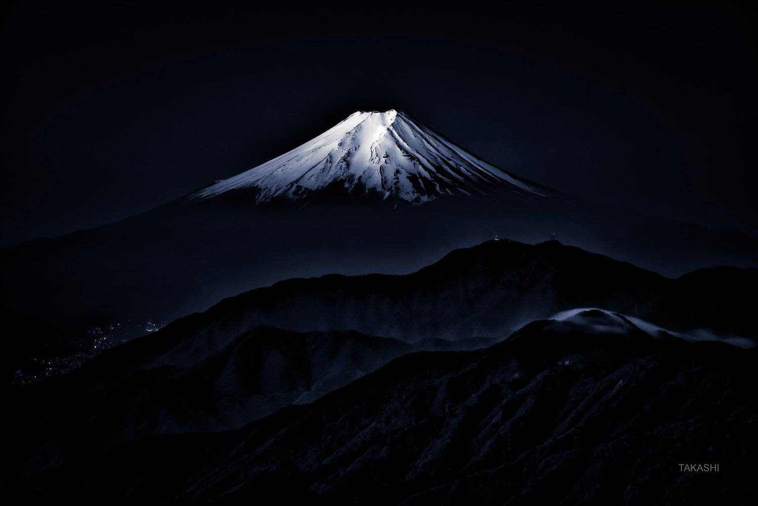 Fuji,Japan,mountain,summit,snow,amazing,blue ink, wonderful, Takashi