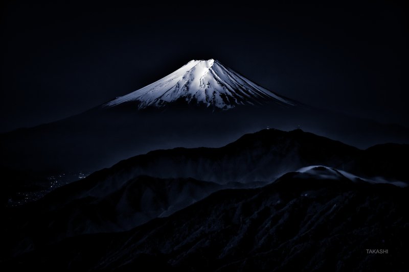 Fuji,Japan,mountain,summit,snow,amazing,blue ink, wonderful Shining snow фото превью
