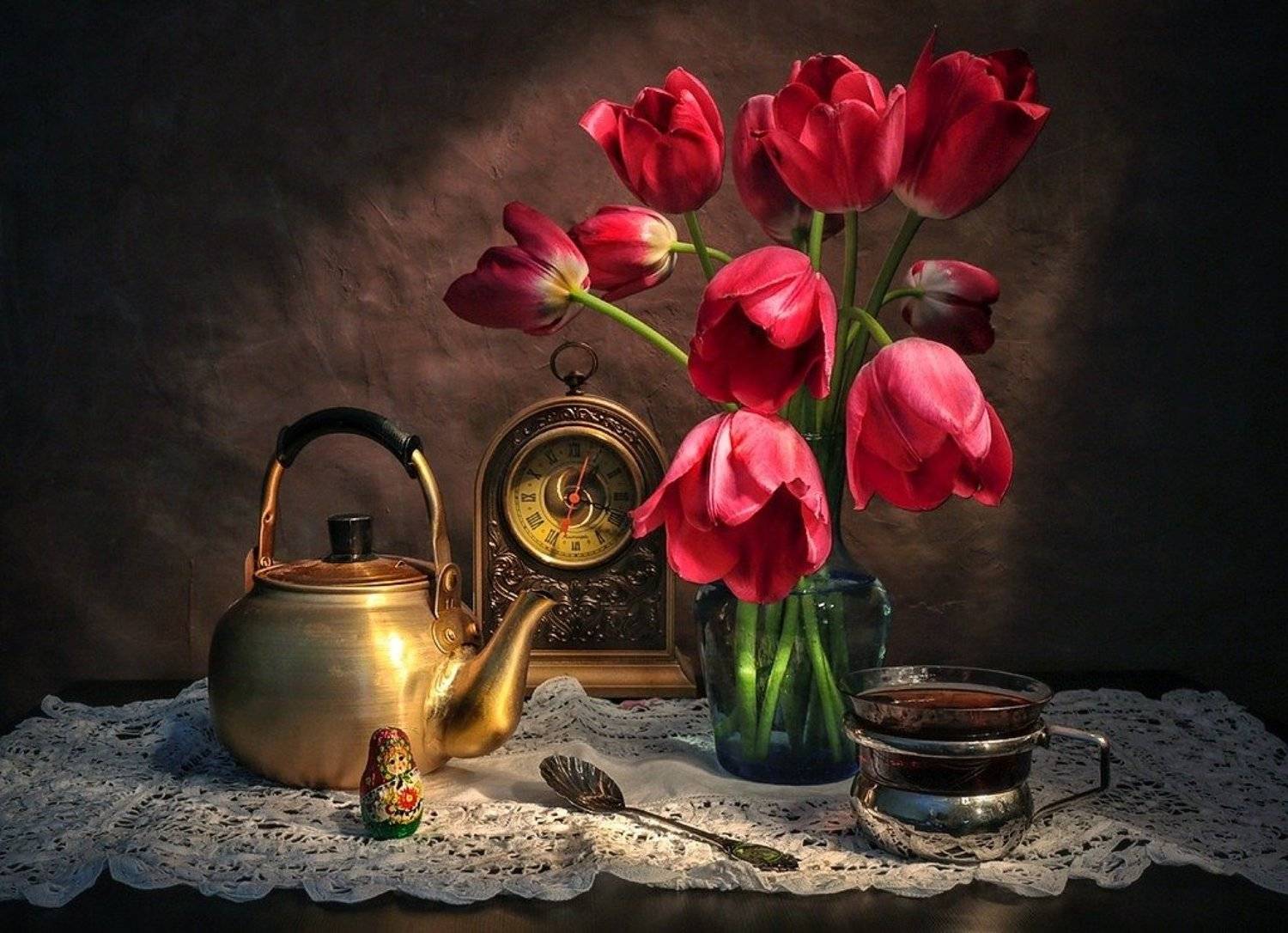 натюрморт,весна,тюльпаны,чай,, Zadorina Svetlana